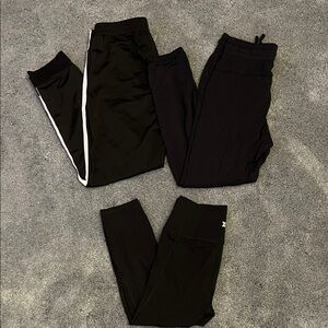 Bundle of 3 Kids Black Athletic Pants